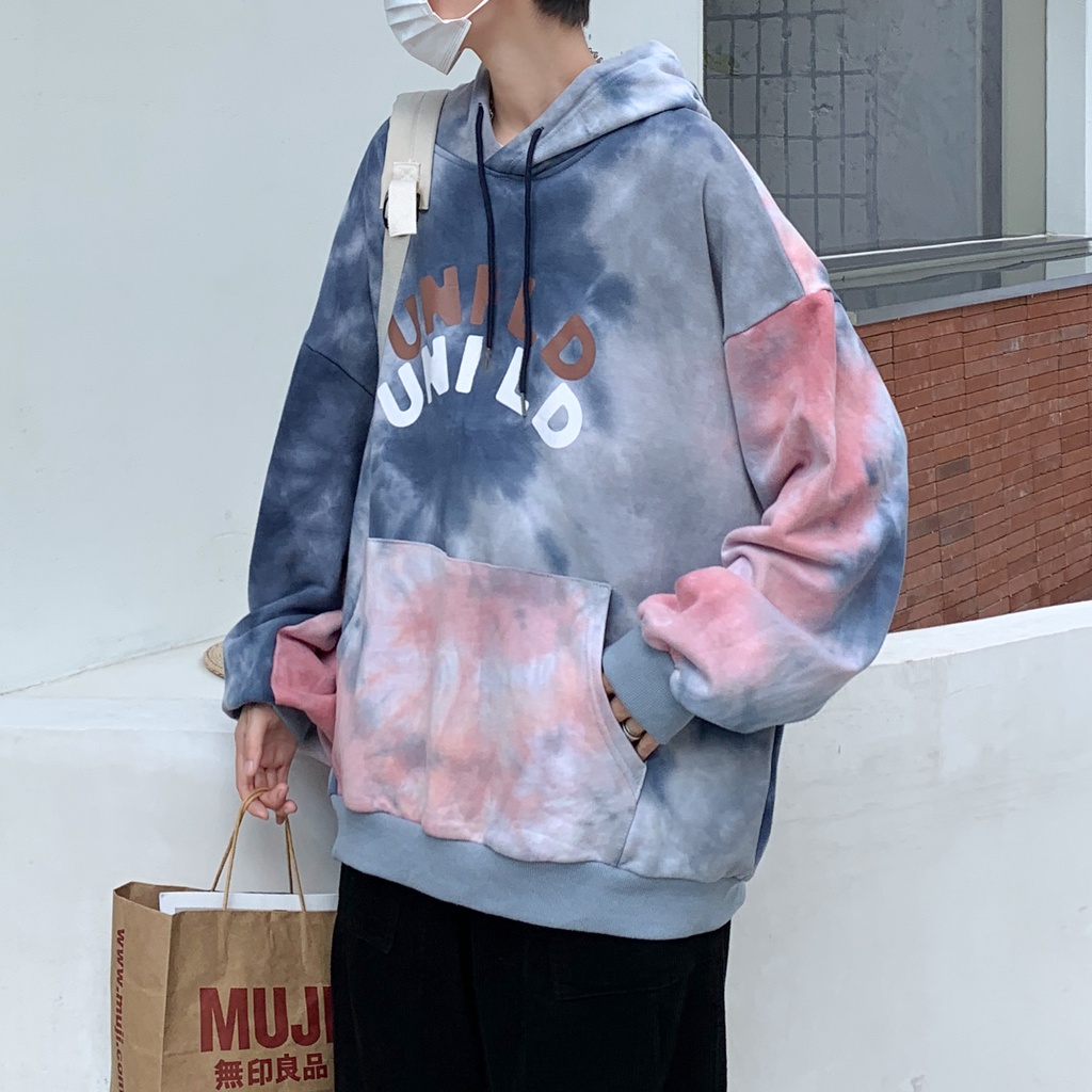 Áo Hoodie Dáng Rộng Vải Mỏng Nhuộm Màu Độc Đáo Thời Trang Xuân Thu Phong Cách Hàn Quốc Cho Nam