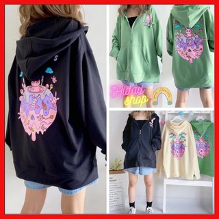 Áo khoác chống nắng❤️ HOODIE RABBIT WORLD unisex form rộng ULZZANG VIVU123STORE   HOD066