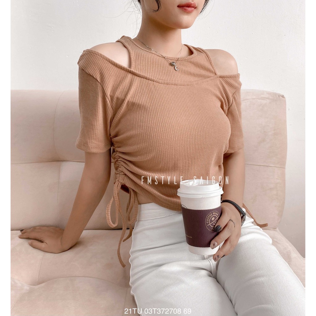 Hot Áo thun tay ngắn trễ vai rút 2 bên nhiều màu nữ ulzzang thời trang fmstyle saigon 21tu03t372708 