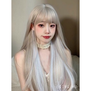 tóc giả trắng bạch cao cấp +tặng lưới chùm tóc