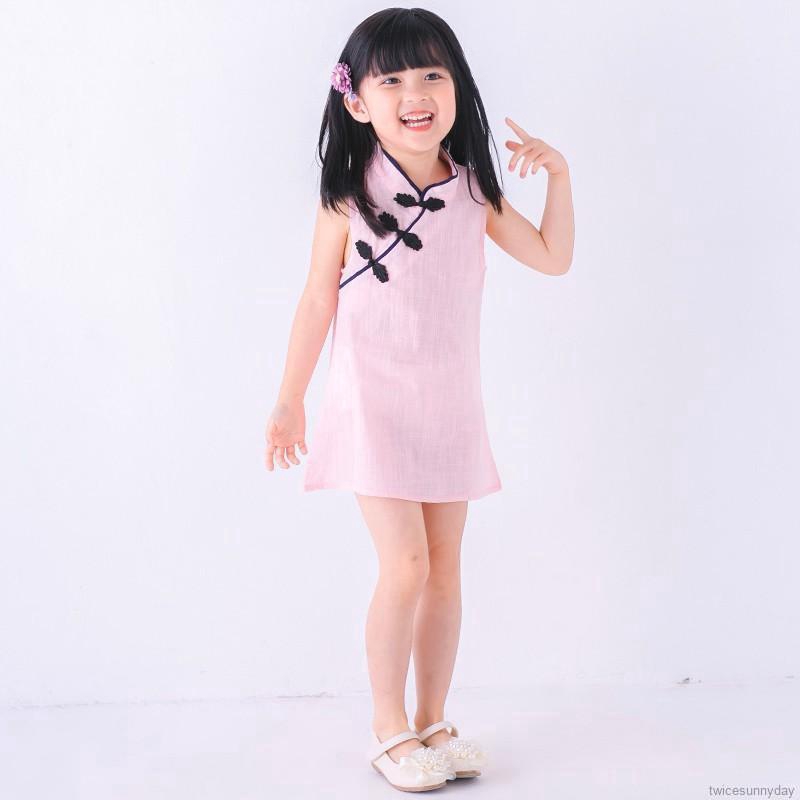 Đầm Sườn Xám Phong Cách Trung Hoa Xinh Xắn Dành Cho Bé Gái