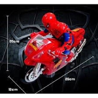 Đồ chơi người nhện đi xe máy dùng pin phát nhạc có đèn sáng, do choi spiderman dung pin sieu chac chan