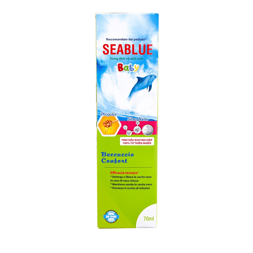 Dung Dịch Xịt Mũi Nano Bạc &amp; Ong Keo Cho Bé Seablue Quablue - Chai 70ml