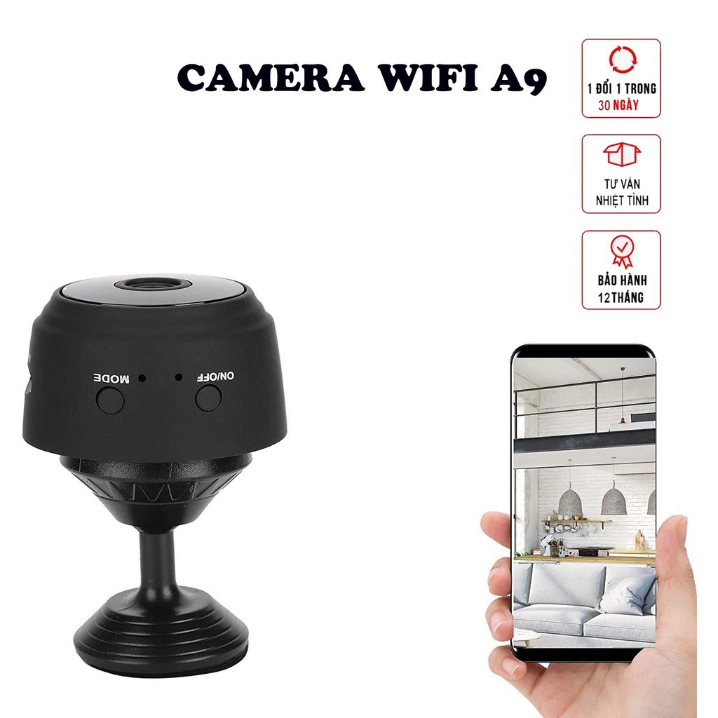 Camera mini  A9, camera wifi IP siêu nhỏ giám sát kết nối điện thoại không dây, có pin sạc