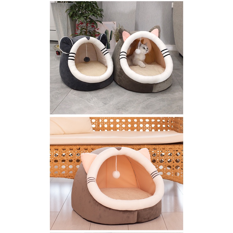 ổ nệm chó mèo , đệm ngủ tai mèo tháo rời