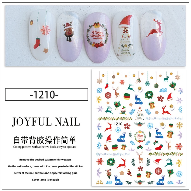 1 Tấm Sticker Dán Móng Tay Hình Ông Già Noel