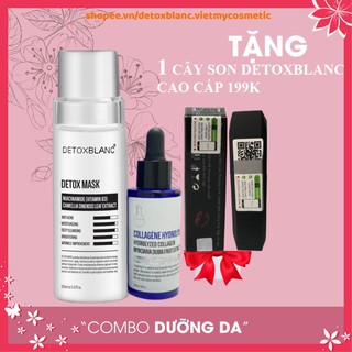 Bộ dưỡng trắng da Detox blanc ( Detox mask+Serum collagen) Tặng 1 cây son detoxblanc cao cấp 199k