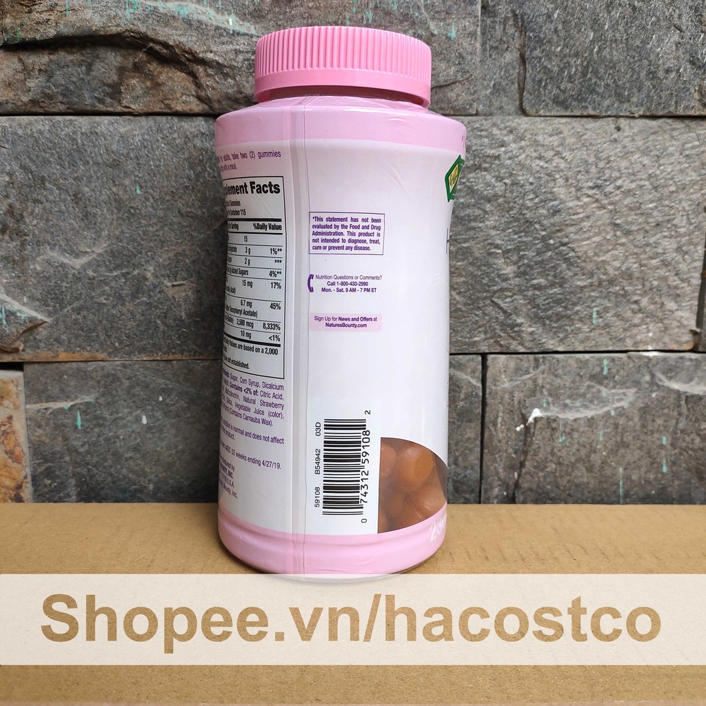 [Mã COS1505 giảm 8% đơn 300K] Kẹo dẻo Gummies Nature's Bounty Hair , Skin & Nails 230 viên - Mẫu mới | BigBuy360 - bigbuy360.vn