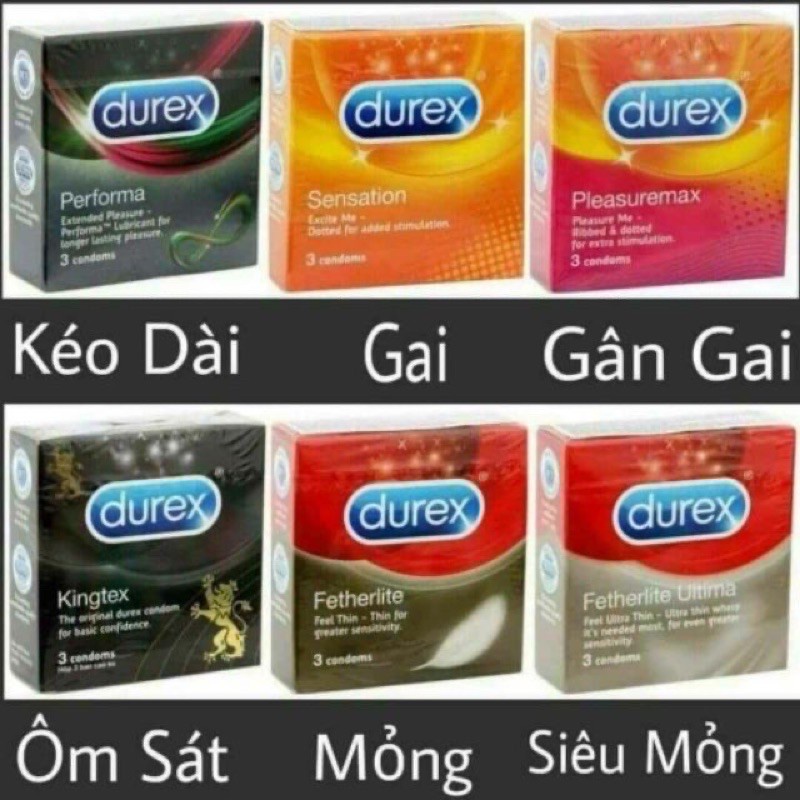 [ phân phôi sỉ ]Bao Cao Su Durex Tùy Chọn Hộp 3 Bcs