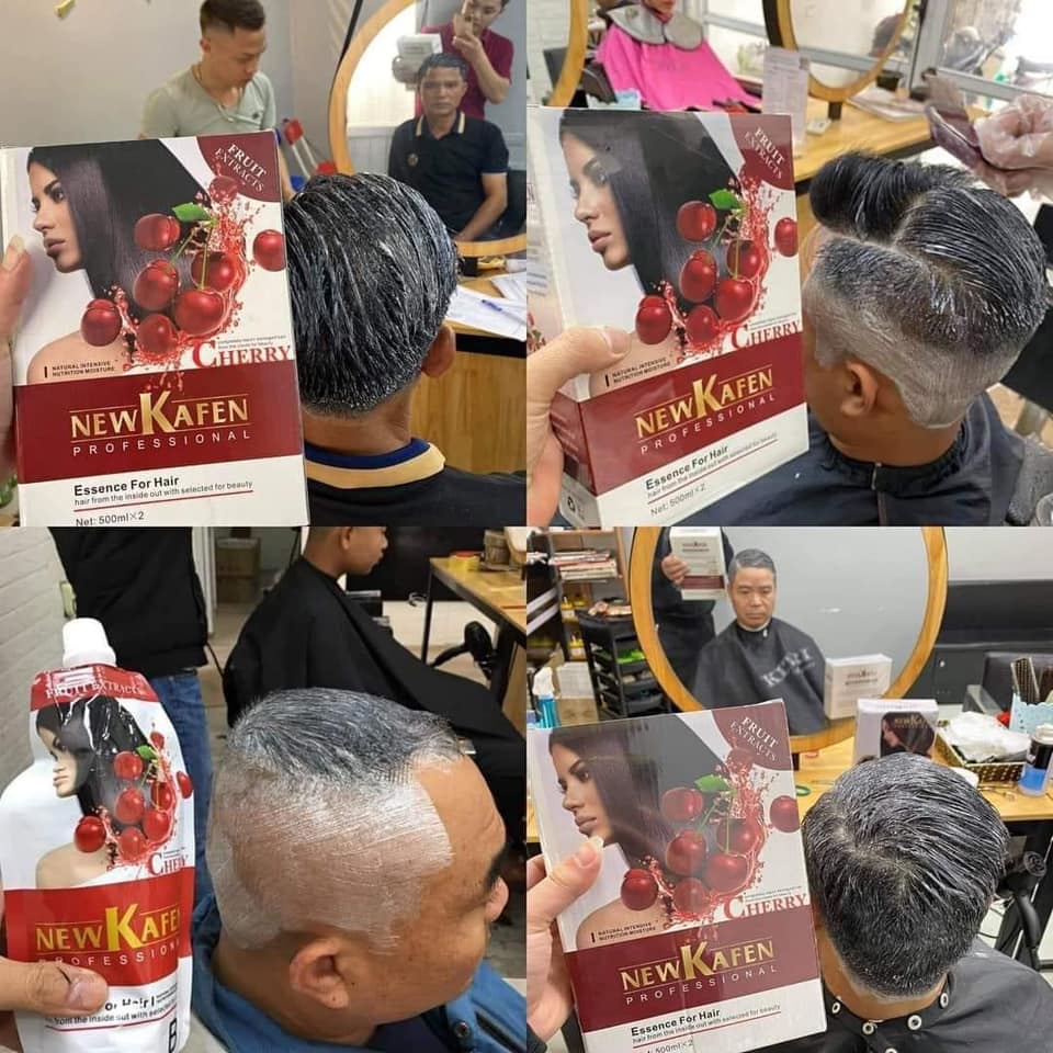 Nhuộm đen New Kafen cao cấp phủ bạc 100% không dính da đầu 500ML*2 -