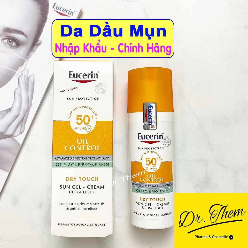 Kem Chống Nắng Eucerin Cho Da Dầu Mụn Eucerin Sun Gel-Cream Dry Touch Oil Control SPF50+ 50ml - Giảm Nhờn