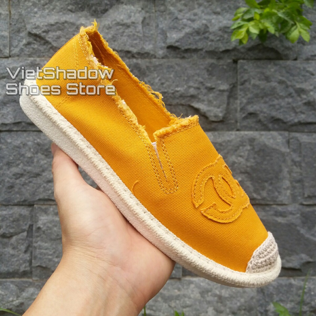 Slip on cói nữ - Giày lười vải nữ cao cấp - Vải thô màu vàng - Mã SP 310