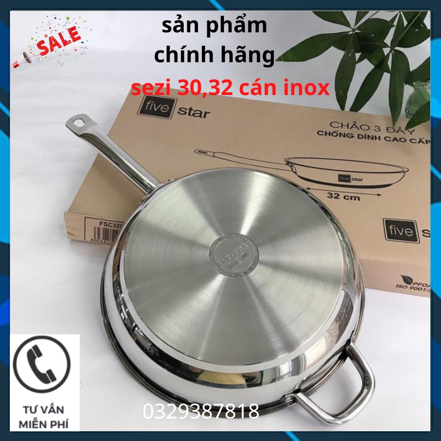Hàng chính hãng Chảo Từ 3 đáy Fivestar Đủ Kích Thước,chảo inox chống dính đáy từ cao cấp