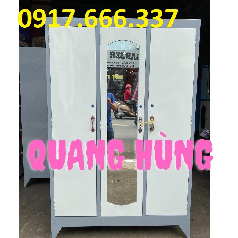 Tủ sắt đựng quần áo 3 cánh 1m8x1m2  sơn dầu giá rẻ