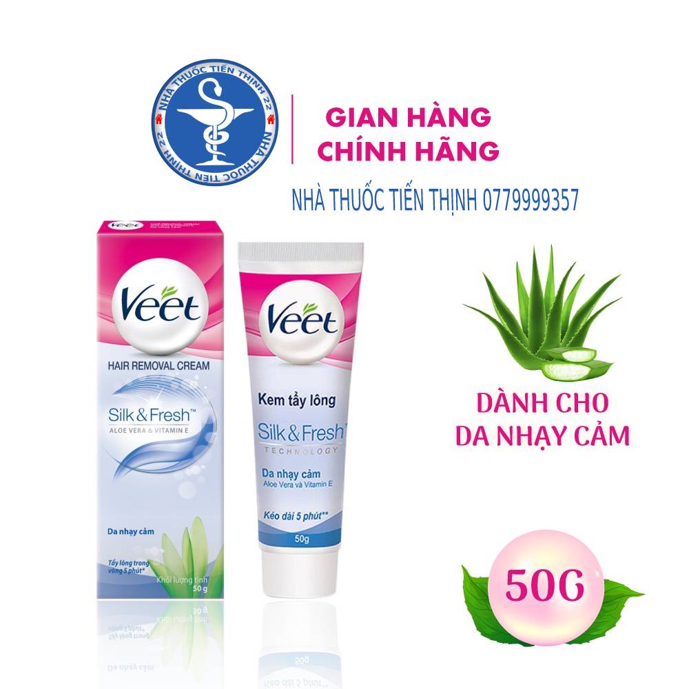 Kem tẩy lông cho da nhạy cảm Veet Silk Fresh 50g chính hãng