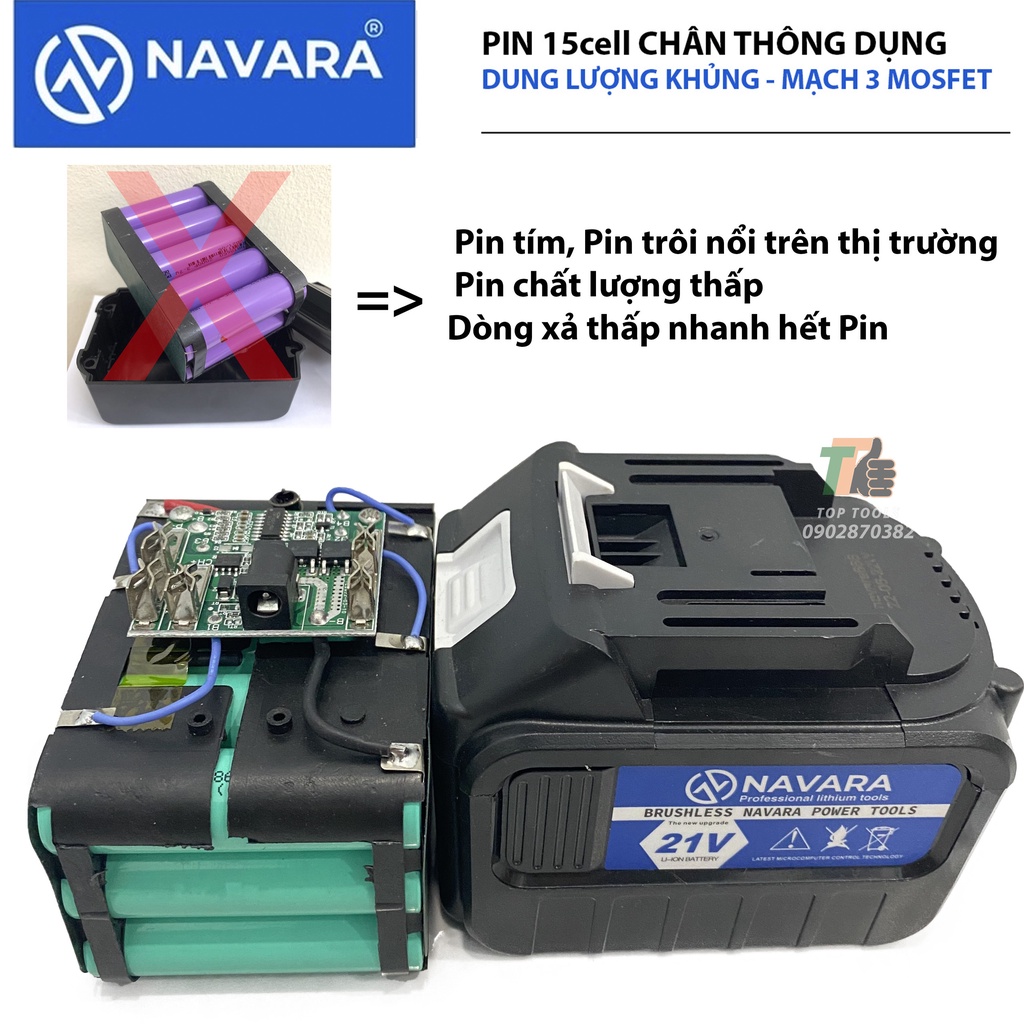Pin máy khoan, Pin máy bulong, Chân thông dụng , pin 15cell mạch 3mosfet