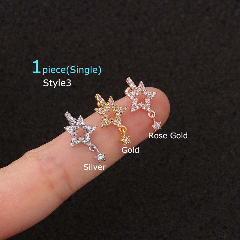 Khuyên tai chất liệu đồng đính đá zirconia cá tính