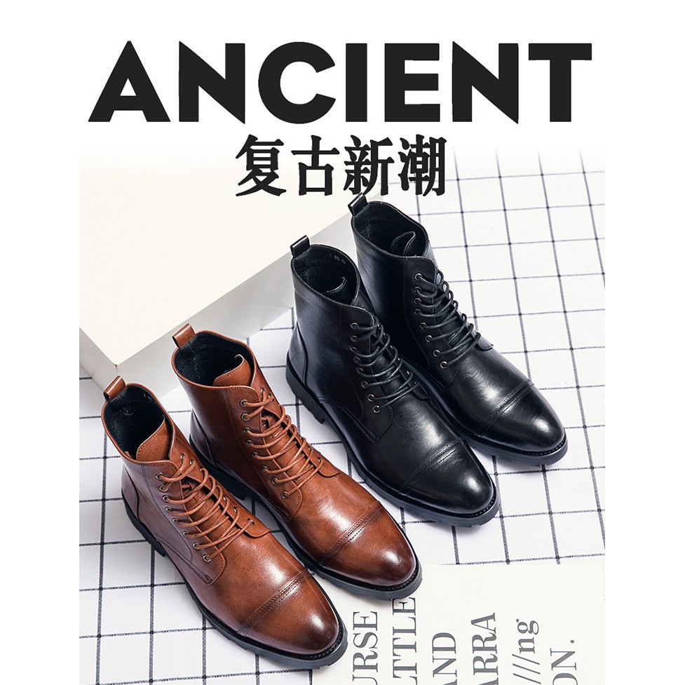 2021 spring new Martin boots men's large size high-top men's shoes Chelsea short boots barber two joint leather shoes