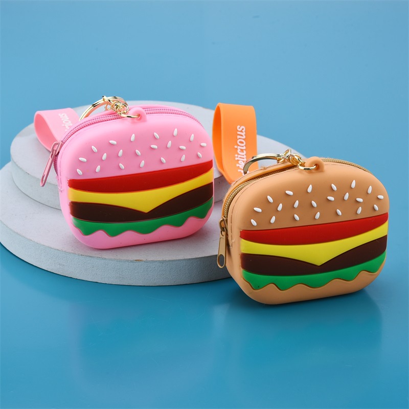 Ví Đựng Tiền Xu Mini Bằng Silicone Hình Hamburger Dễ Thương