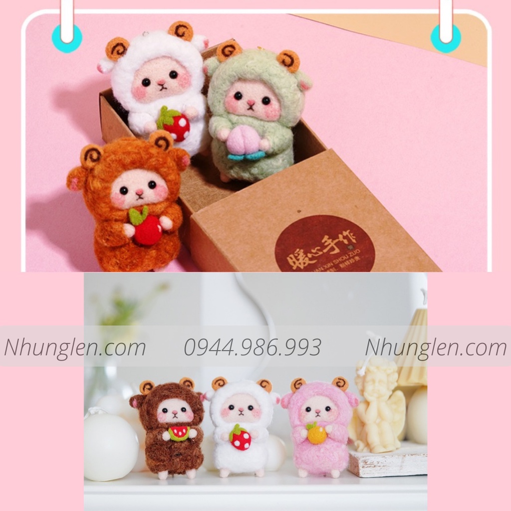 Bộ len chọc Cừu Bé Cưng Đơn Giản Siêu Dễ và Rẻ với LEN XOĂN siêu xịn và đẹp - Needle felting sheep, quà tặng ý nghĩa