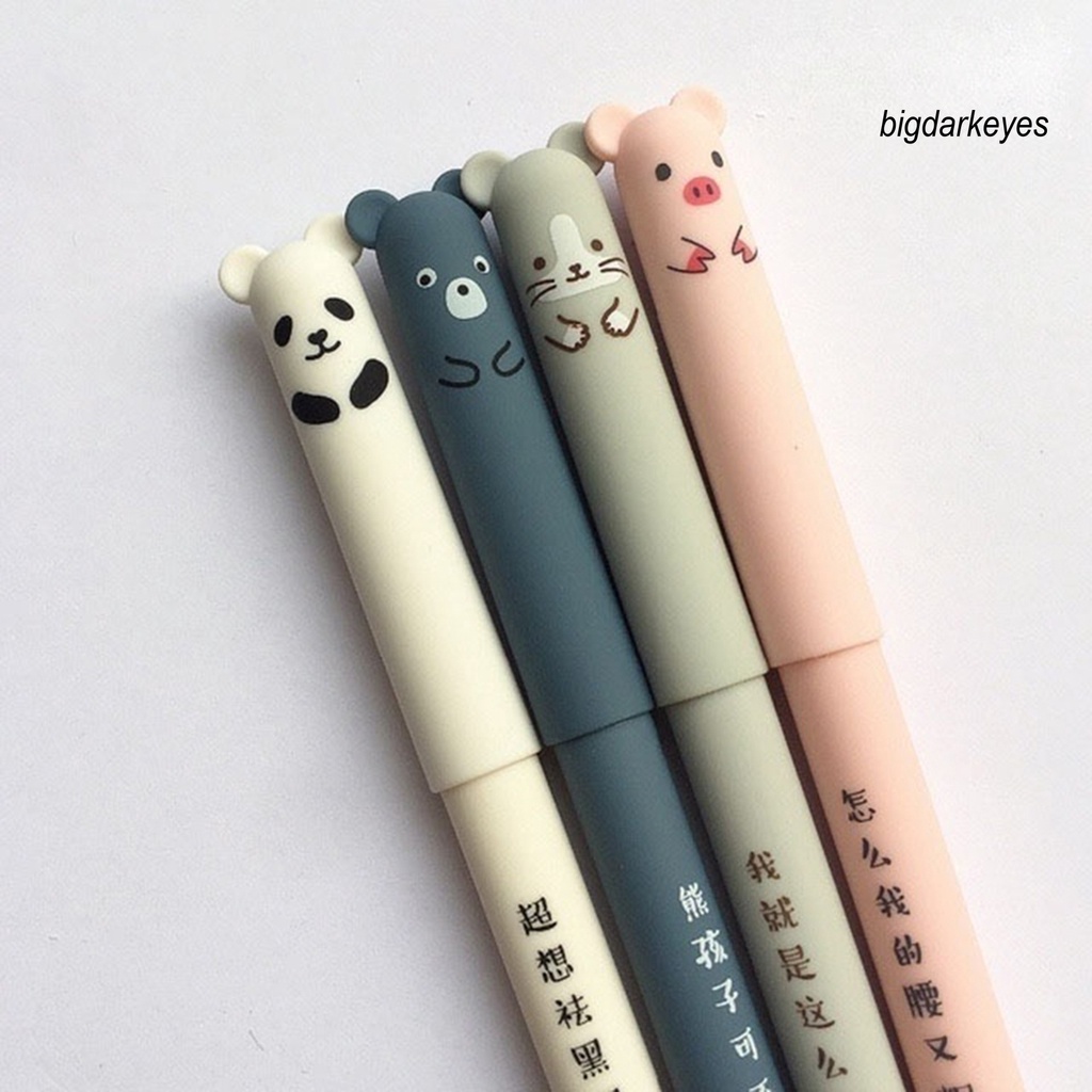 Nyt-bộ 4 Bút Gel Họa Tiết Động Vật Hoạt Hình Bằng Nhựa Chống Thấm Nước Có Thể Xóa Được Dùng Cho Gia Đình