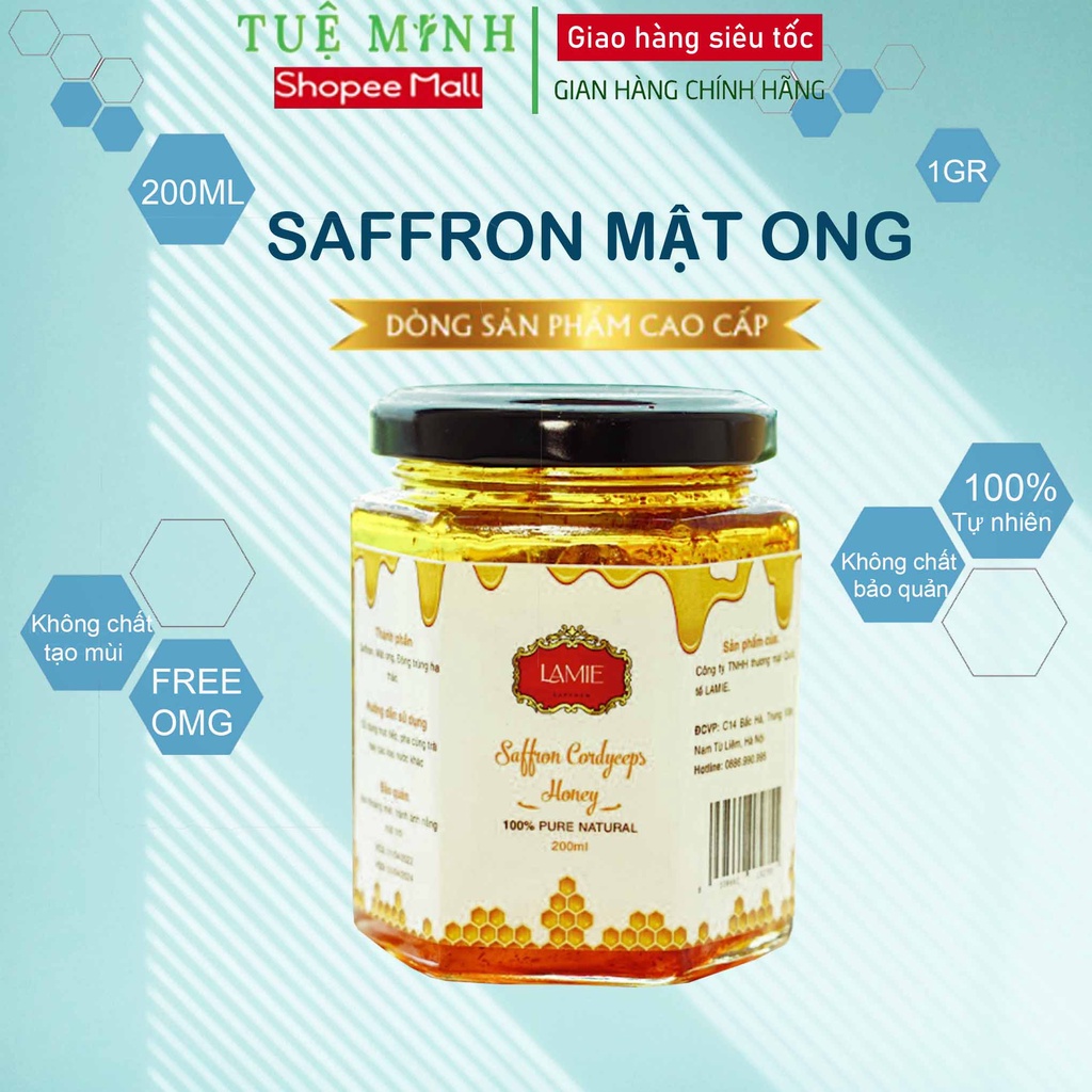 Đông trùng hạ thảo ngâm Saffron mật ong hàng nhập khẩu có đủ kiểm nghiệm và công bố thương hiệu Lamie lọ 200ml