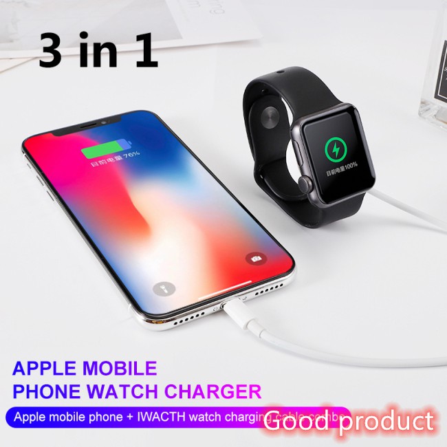 【In stock】 3 in 1 Wireless Charger for Apple Watch Series 1 2 3 4 USB Magnetic Charging Cable for iPhone 5 6 7 8 X/plus