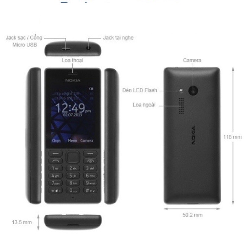 Nokia 150 2 sim, Điện thoại nokia giá rẻ kèm pin sạc,Nghe gọi loa lớn, Bảo hành 12 tháng