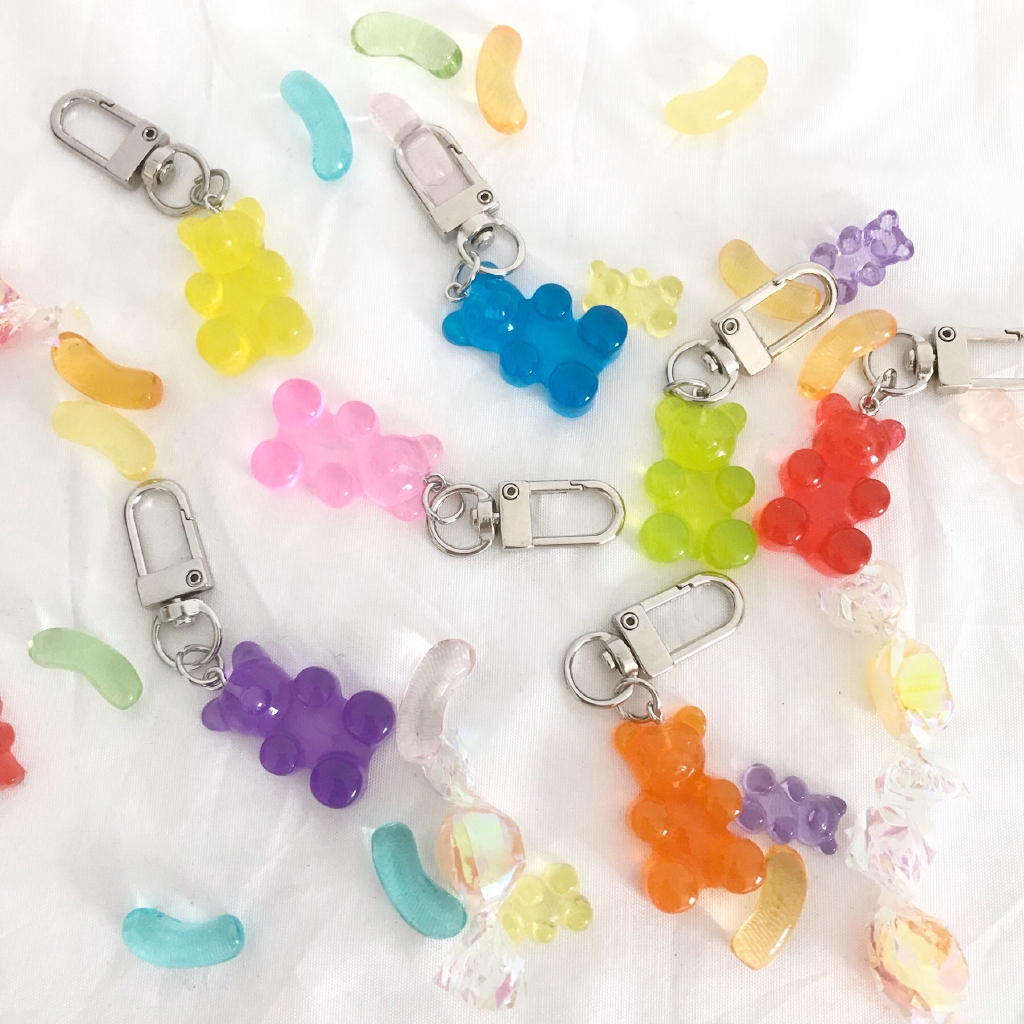 Móc khóa mặt gấu đầy màu sắc thú vị