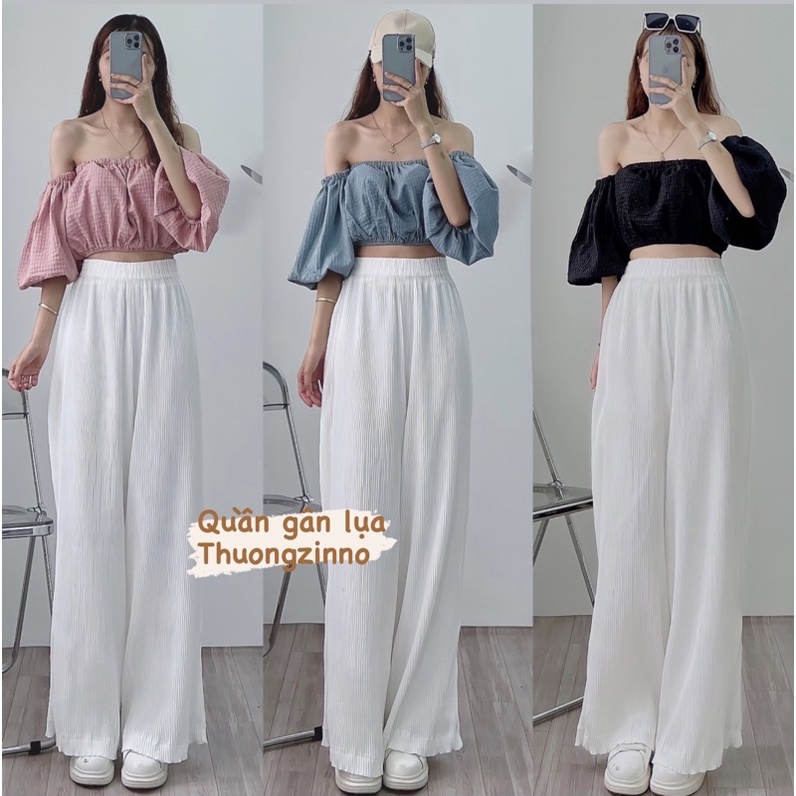 [Ảnh thật/Video] [QUẦN SIÊU HOT]Quần ống rộng GÂN TƠ hai lớp thiết kế bo viền sóng lượn