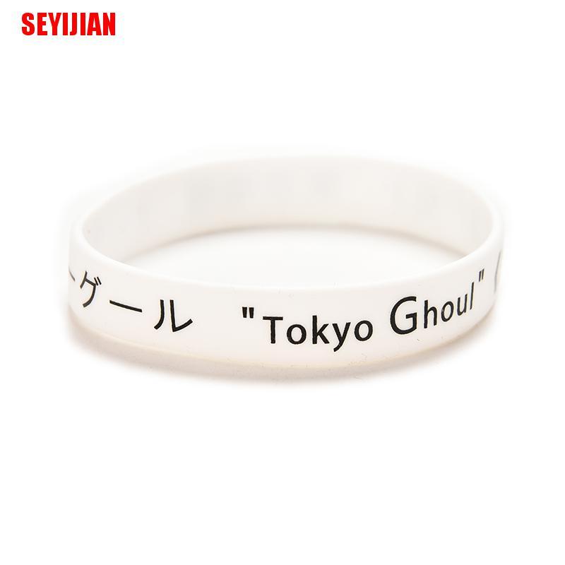 (SEY) Vòng Tay Silicon Màu Đen Họa Tiết Anime Tokyo Ghouls
