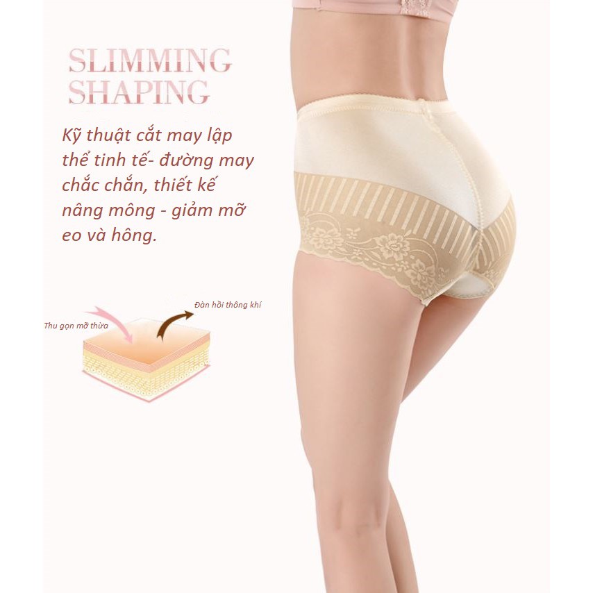 Quần Lót Cạp Cao Ren Mềm Không Lộ Viền Cao Cấp P361