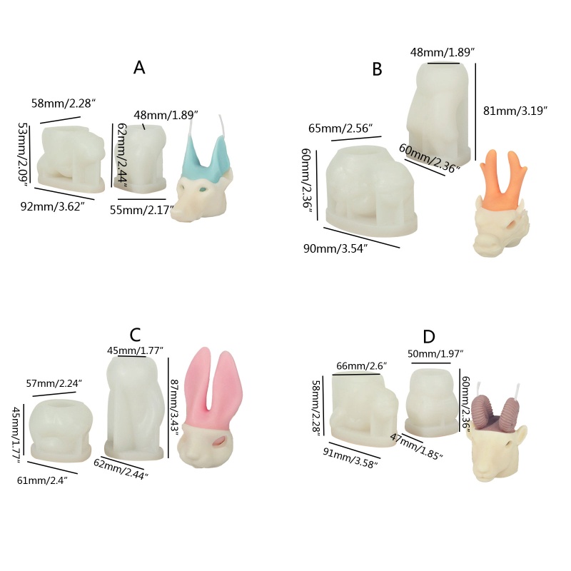 1 Bộ Khuôn Làm Nến / Xà Phòng / Sô Cô La Hình Động Vật Bằng Silicone DIY