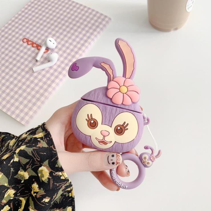 ☘️Tặng kèm dây đeo☘️Case Airpod 1 2 ...Vỏ bao bọc Stella Rabbit đựng tai nghe không dây Thỏ tím cute airpods silicon