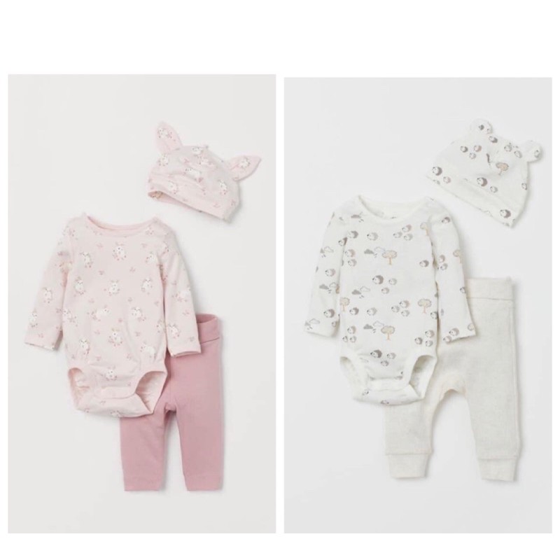 Set 3ct body kèm mũ H&M sơ sinh