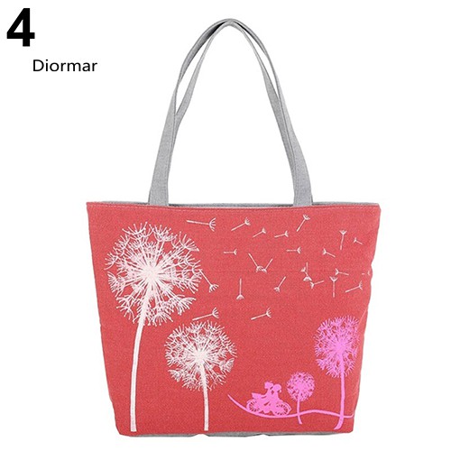 Túi tote đeo vai vải canvas in hình hoa bồ công anh thời trang cho nữ