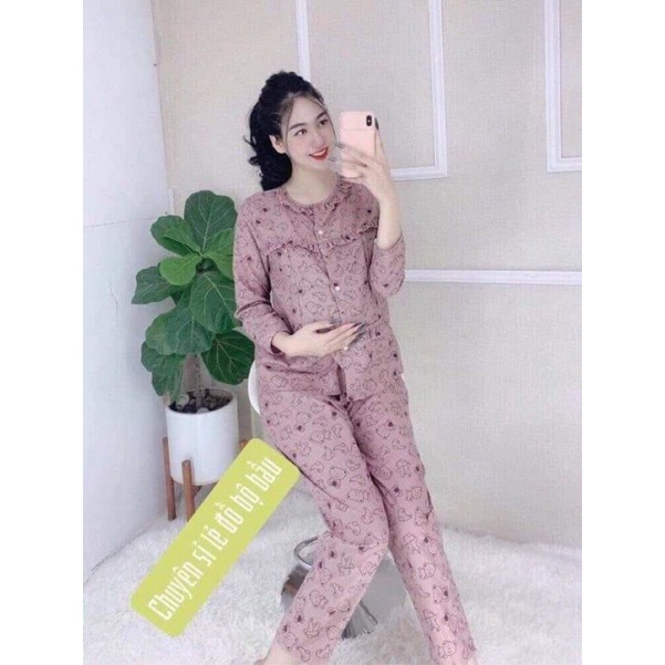 Bộ bầu kết hợp sau sinh cổ viền bèo siêu yêu cho các mom