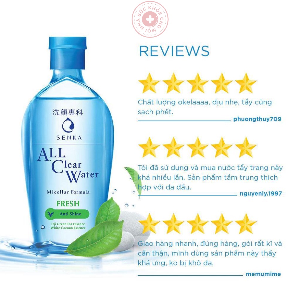 Senka All Clear Water Fresh. Nước tẩy trang Micellar giảm bóng nhờn sạch sâu mát mịn giảm bóng nhờn ngừa mụn 230ml.52888