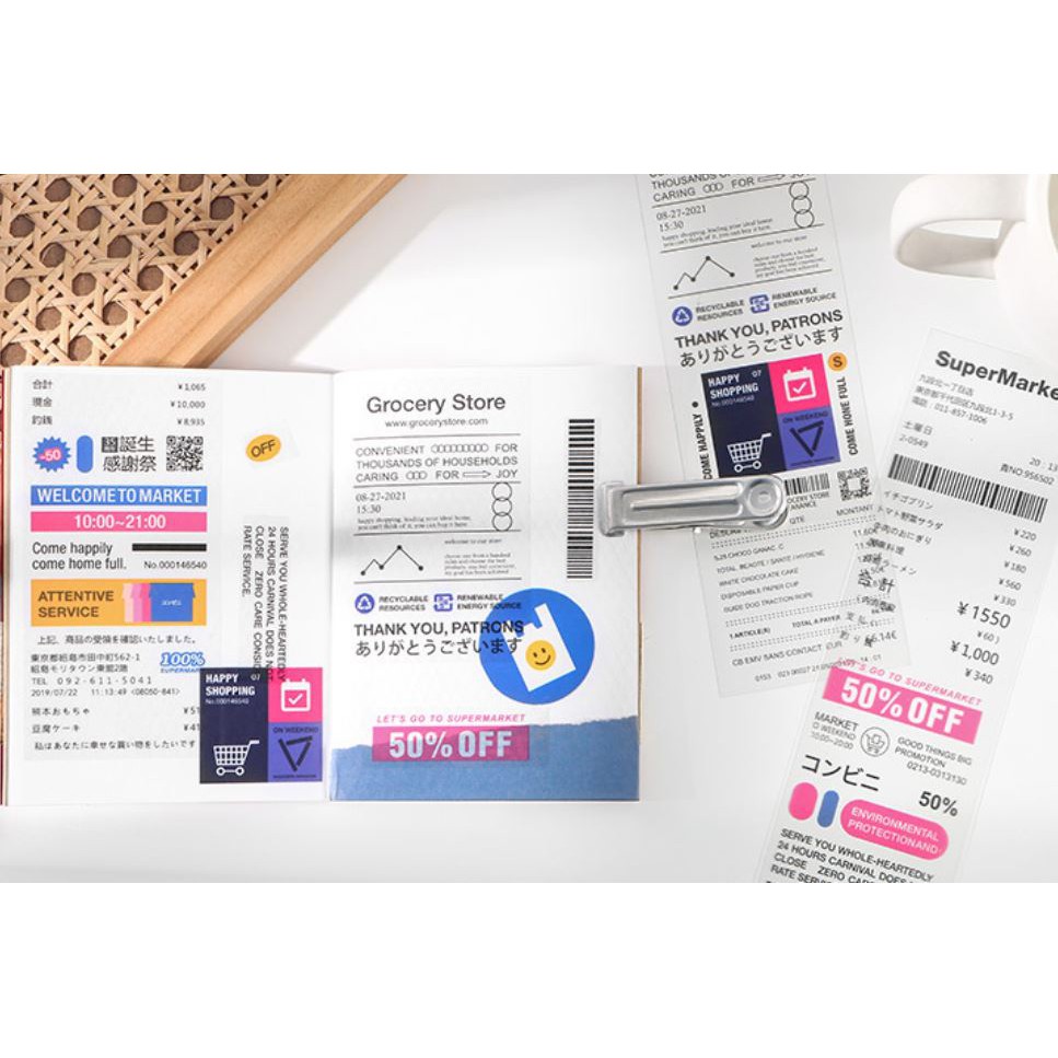 Bộ 3 tấm sticker PET Infeel.me Bill addiction hình dán trang trí sổ tay | BSB254