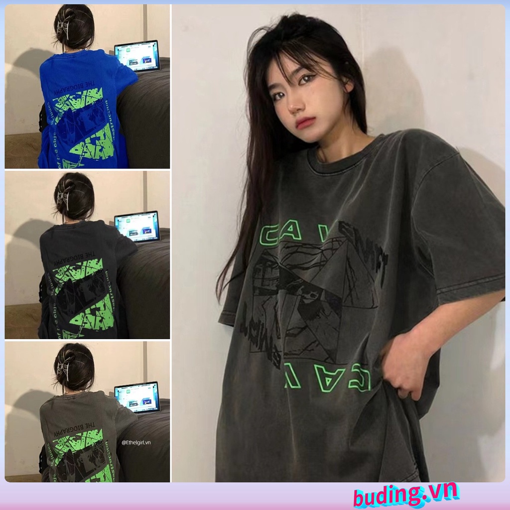 Áo Thun Tay Ngắn In Họa Tiết Retro Phong Cách Hip Hop Mỹ Thời Trang Cho Nam Và Nữ