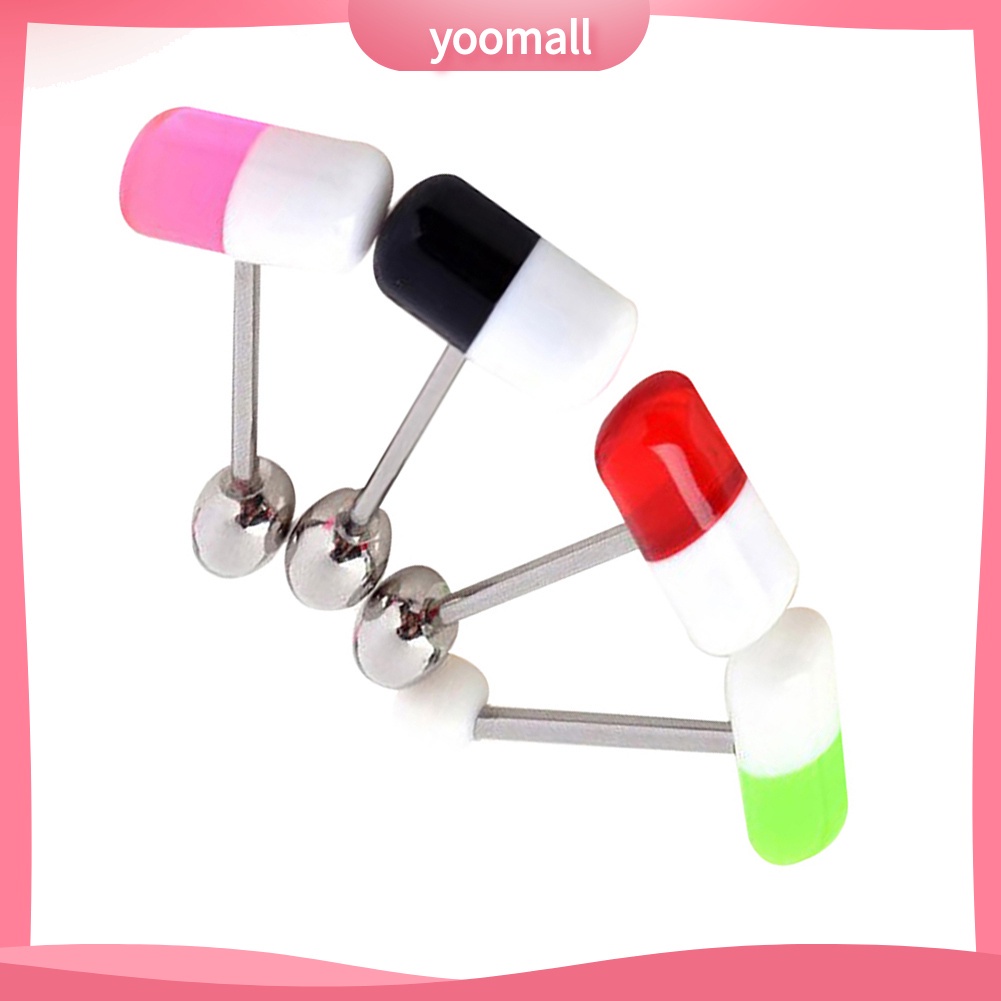 Set 10 Khuyên Xỏ Lưỡi Bằng Nhựa Acrylic Phong Cách Unisex