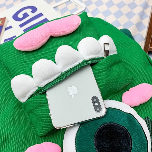 Ba Lô Đi Học Vải Canvas Đính Búp Bê Hoạt Hình Dễ Thương Cho Nữ