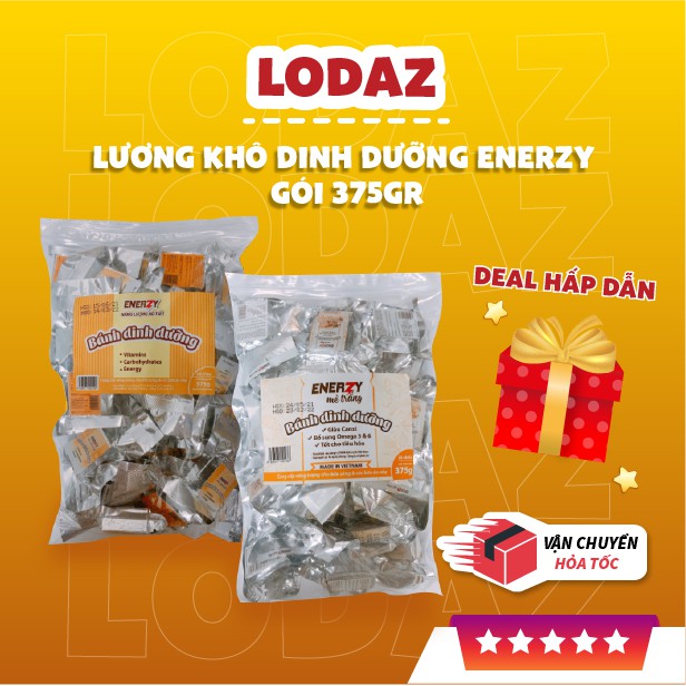 Lương khô dinh dưỡng Enerzy, nguyên liệu cao cấp, gói nhỏ tiện lợi mang đi du lịch, ăn nhẹ khi đói, gói 375gr - 25 chiếc