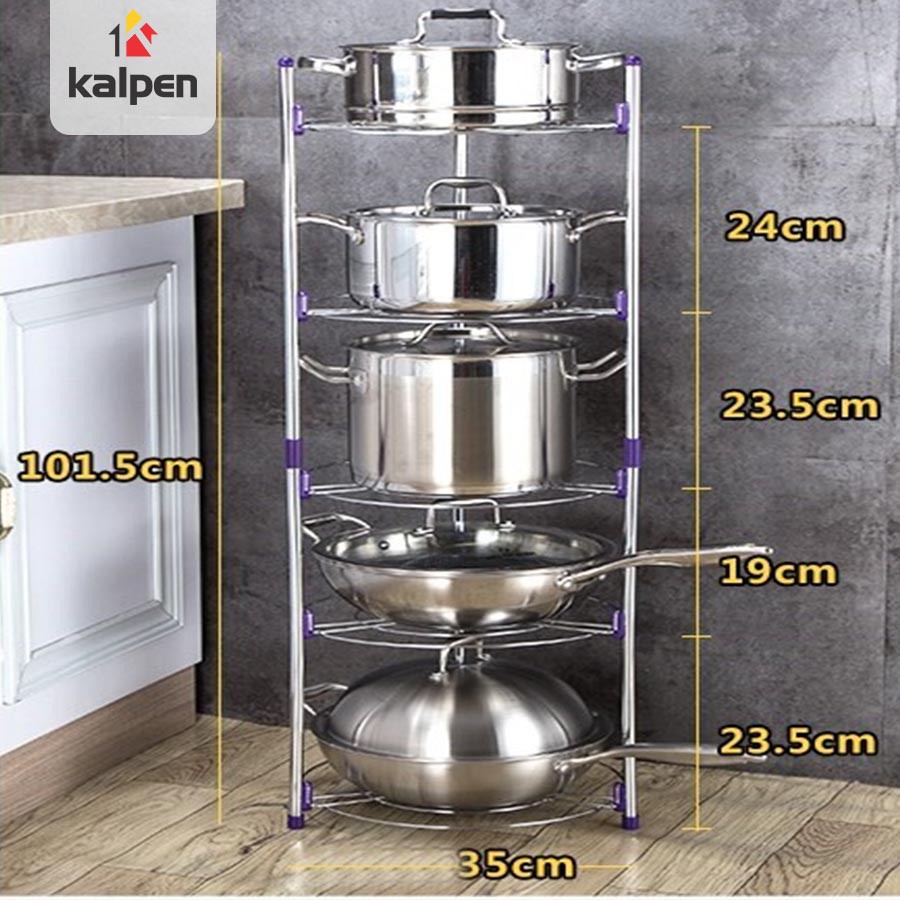 Kệ để nồi chảo Inox 304 3 tầng và 5 tầng thông minh Kalpen