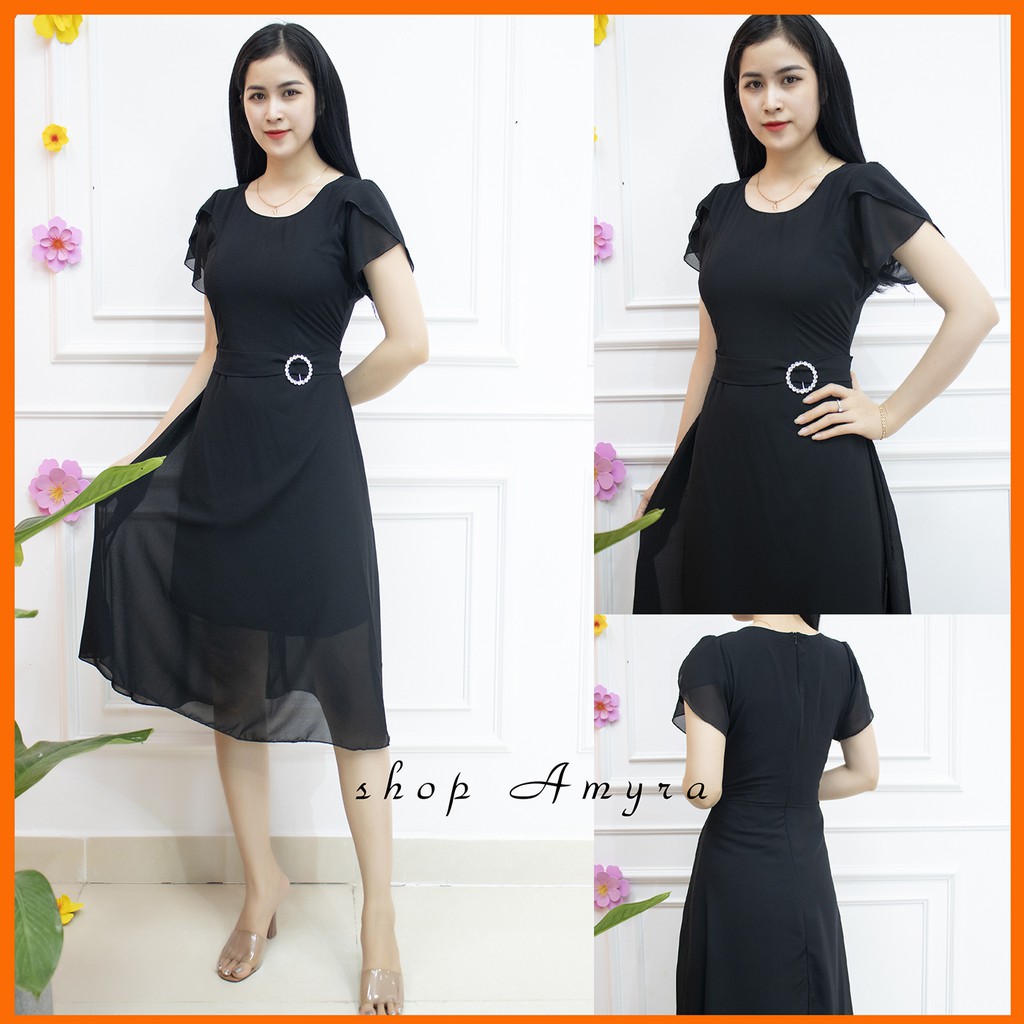 AMYRA - Đầm dự tiệc dáng xòe tay đắp siêu xinh voan 2 lớp đính khuya eo mặc đi tiệc,đi làm,đi chơi - D08 | BigBuy360 - bigbuy360.vn