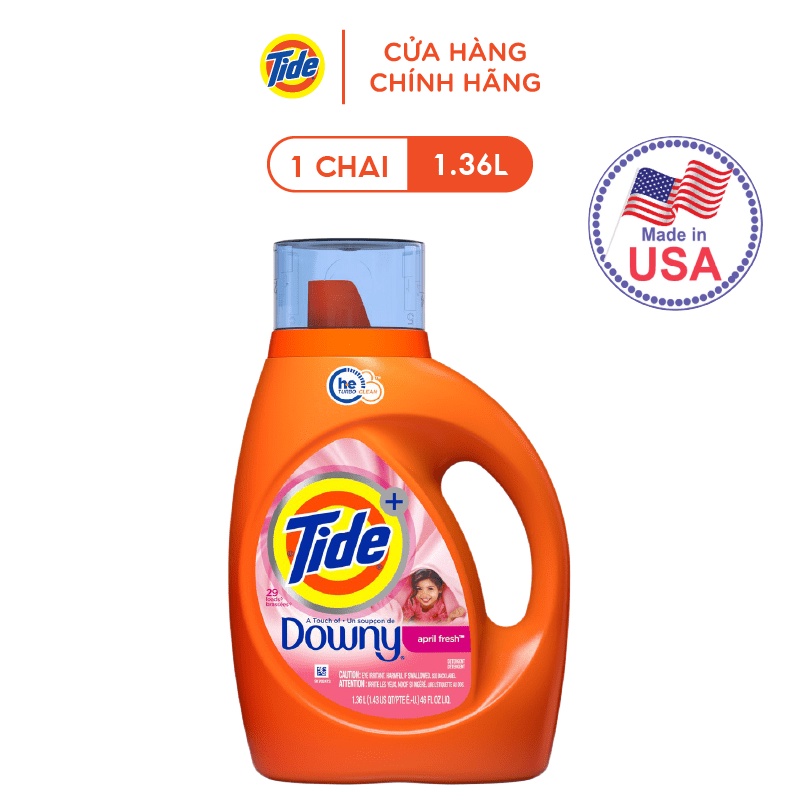 (Hàng nhập khẩu USA) Nước Giặt Cao Cấp Tide Hương Sương Mai 1,36L - Tide Downy April Fresh