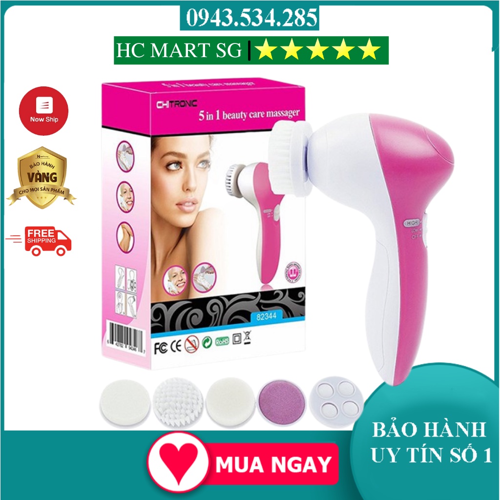 May rua mat tot, Máy massage mặt đa năng, 5 in 1, thiết kế thông minh, cho làn da khỏe đẹp - FREESHIP - MUA 2 GIẢM 50%