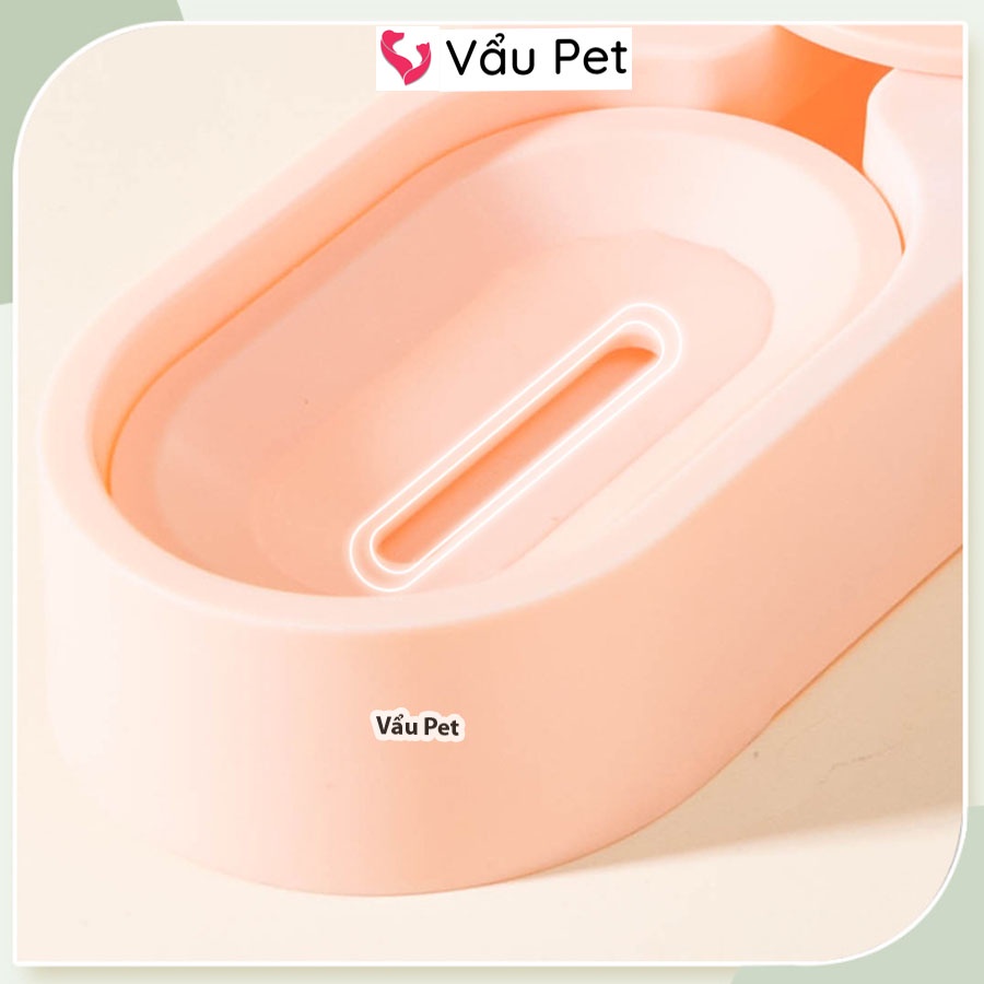 Bát Ăn Cho Chó Mèo 2 Ngăn Kèm Bình Nước Có Thể Xoay Góc - Bát Cho Chó Mèo Vẩu Pet Shop