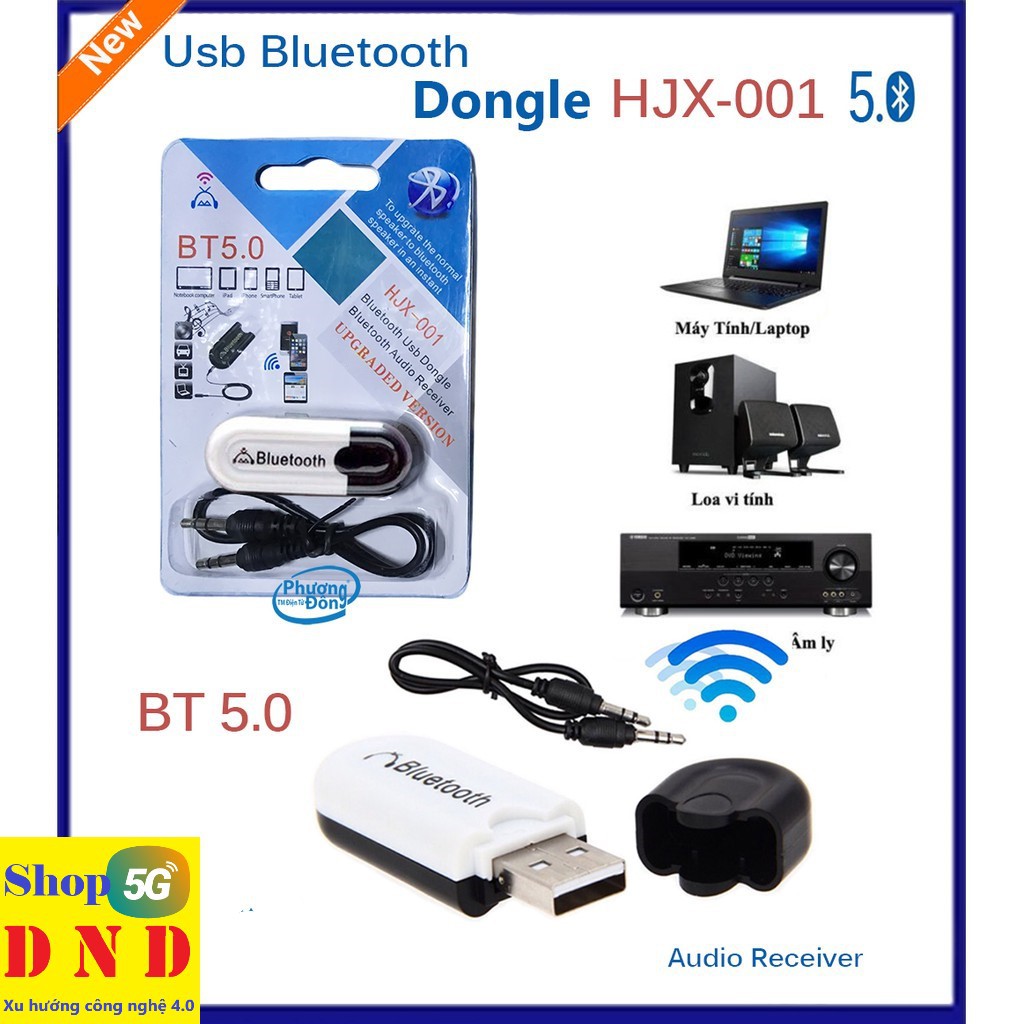 USB bluetooth Dongle HJX-001 thế hệ mới lên đời 5.0 chính hãng, dùng cho các thiết bị âm thanh không có bluetooth,...