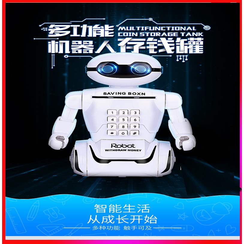 Ống Heo Tiết Kiệm Hình Robot Có Mật Khẩu Đa Năng